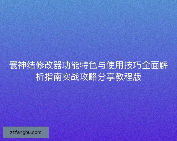 寰神结修改器功能特色与使用技巧全面解析指南实战攻略分享教程版